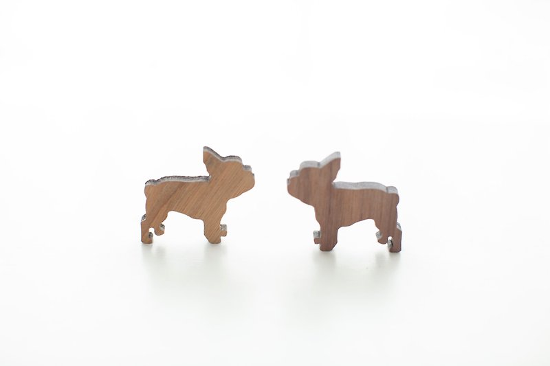 Customized Name Gift Teak/Walnut Log Dark Shaped Wood Chips-French Bulldog - อื่นๆ - ไม้ สีนำ้ตาล