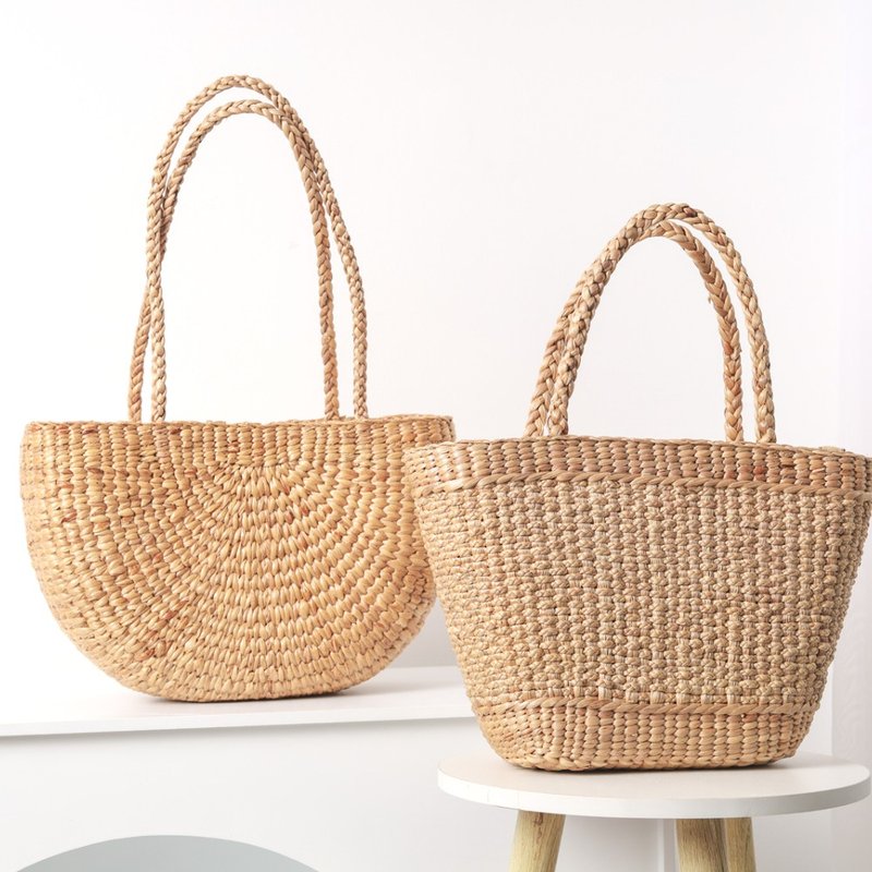 Basket Bag Handmade Straw Tote Woman HandBag With Detachable Crossbody Strap - Handbags & Totes - Other Materials Brown