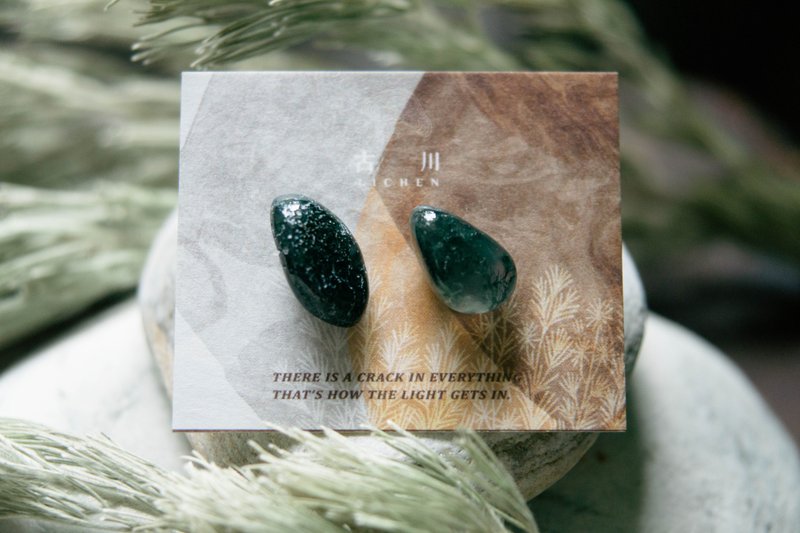 CRACK | 礦物系耳環 |  EARRINGS - 耳環/耳夾/耳骨夾 - 玉石 綠色