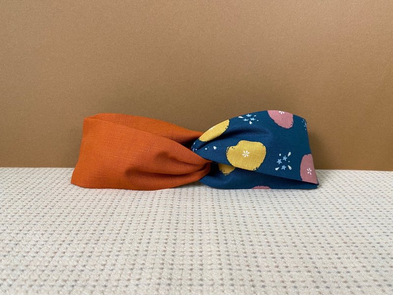 Shuangpin Hairband / Star Point Egg Yolk Crisp - Tangerine - Headbands - Cotton & Hemp Orange