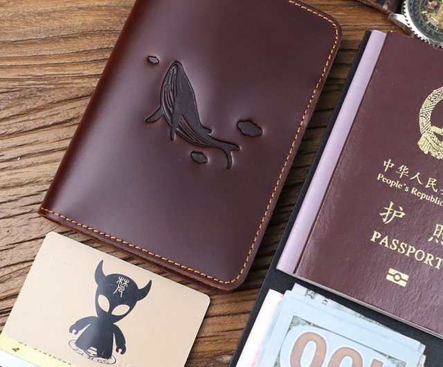 Crazy Horse レザー パスポート ホルダー ハンドメイド レザー