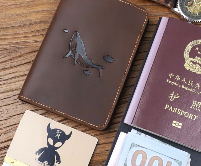 Crazy Horse レザー パスポート ホルダー ハンドメイド レザー