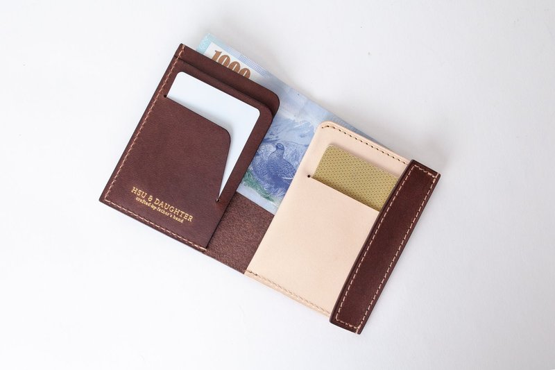 Handmade course dotted short clip | wallet | wallet | leather | genuine leather | gift - Leather Goods - Genuine Leather 