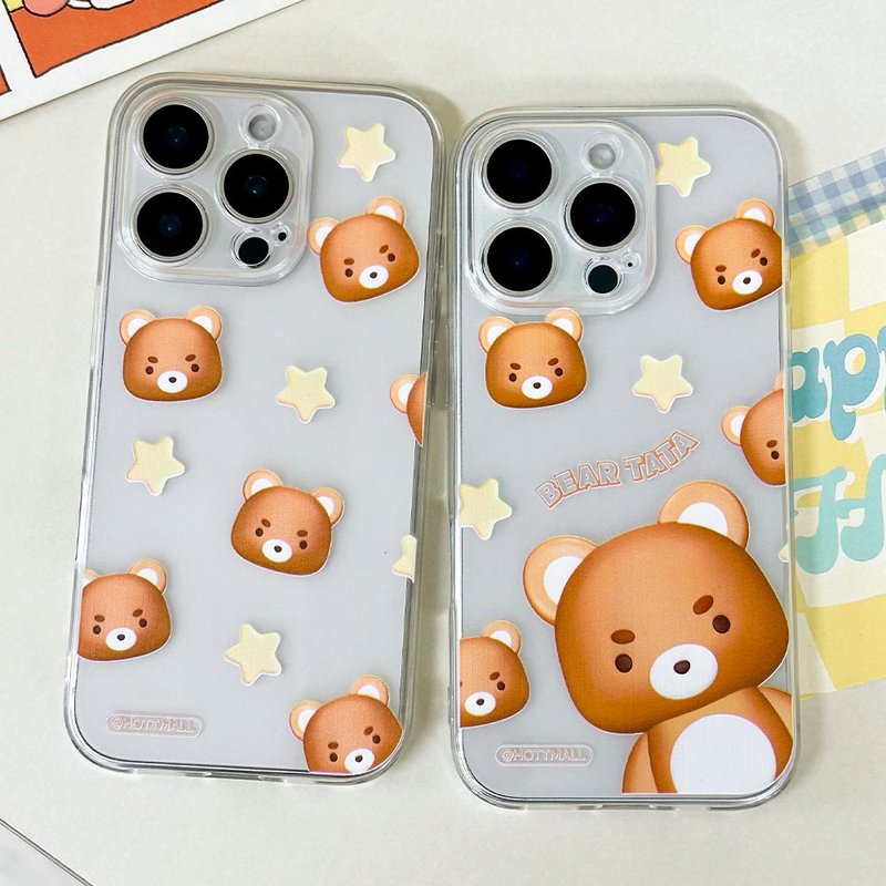 iPhone 16/15/14/13/12/11/XS/XR/7/8/SE2/SE3 Bear tata Transparent Phone Case - เคส/ซองมือถือ - พลาสติก หลากหลายสี