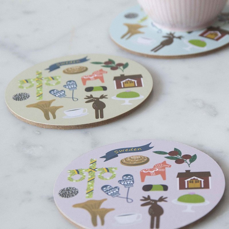 Swedish Celebration Totem Coasters 4 are included in the group - ที่รองแก้ว - ไม้ก๊อก 