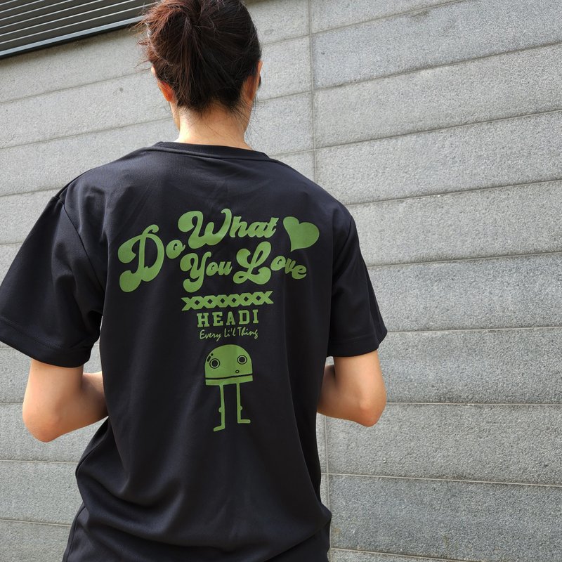 Unisex Active Quick Dry Embroidered Logo T-Shirt - Do What You Love Headi/Black - เสื้อยืดผู้ชาย - วัสดุอื่นๆ สีดำ