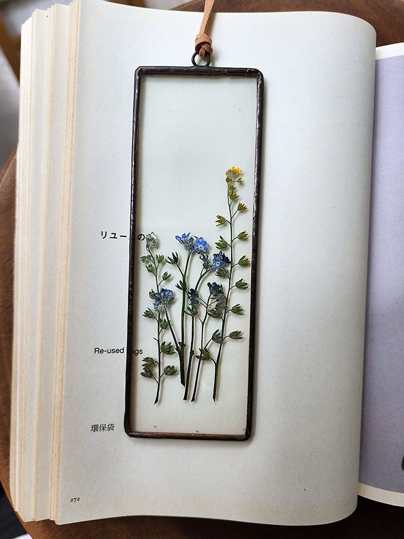 Botanical Illustrated Book | Forget-me-Not | Glass Mosaic | Flower and Plant Specimens - ช่อดอกไม้แห้ง - พืช/ดอกไม้ สีน้ำเงิน