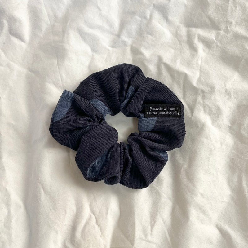 Corduroy Natural Dot Scrunchie - Hair Accessories - Cotton & Hemp Blue