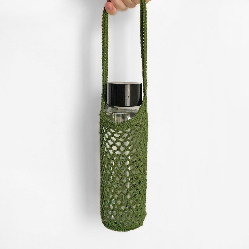 Can store hole drink bags _ color your own choice - ถุงใส่กระติกนำ้ - ผ้าฝ้าย/ผ้าลินิน สีเขียว