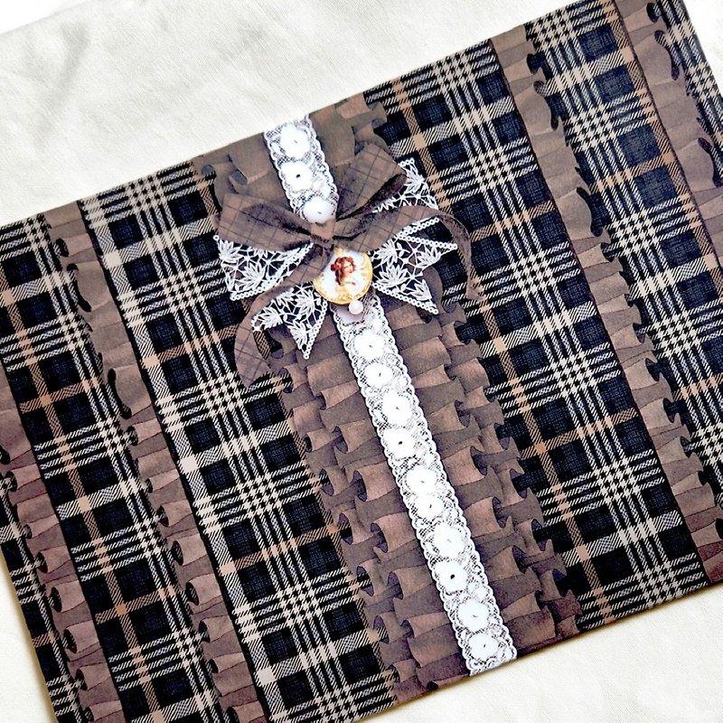 ribbon checkered frill cocoa 50sheets (honne market) - 包裝材料 - 紙 咖啡色