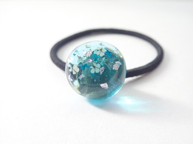 Ocean Blue Glass x Flower lover Hair Tie - Hair Accessories - Glass Blue