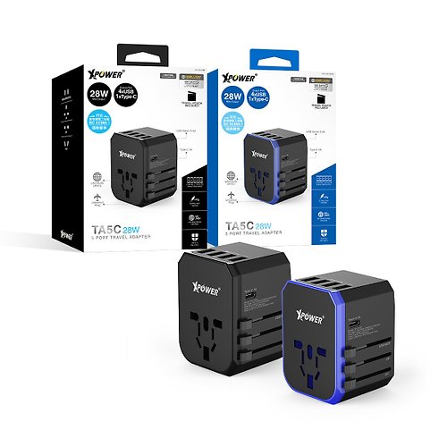 皇者國際貿易有限公司 XPower (黑藍色)TA5C 28W Type-C+USB旅行充電轉插