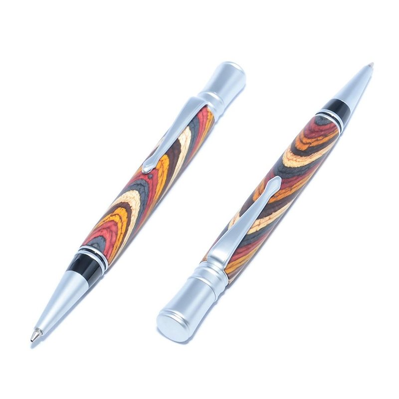 木製の回転式ボールペン（染めたハードウッドの種類；サテン・クロムのメッキ）(EX-SC-CGF) - その他のペン - 木製 多色