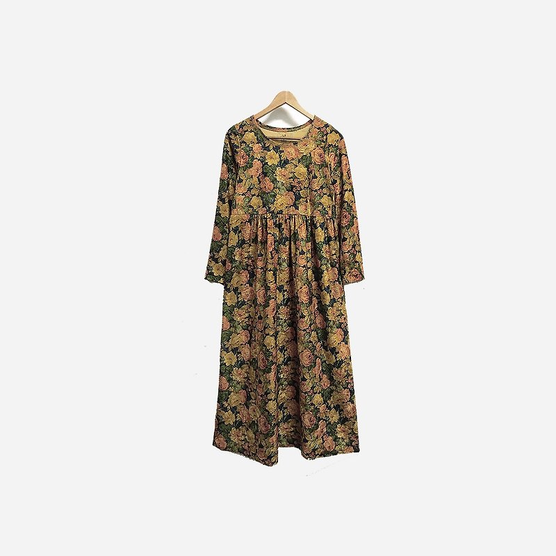 Discolored vintage / Floral suede dress no.392 vintage - One Piece Dresses - Polyester Gold