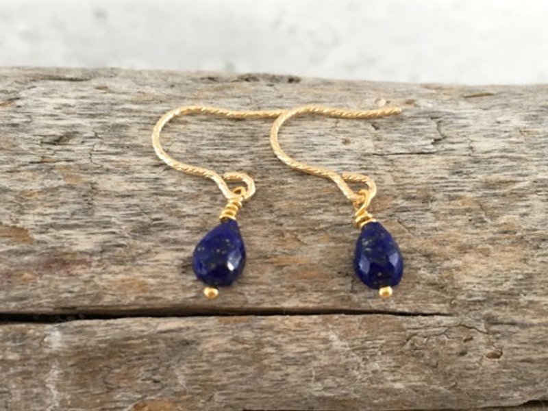 Natural Lapis Lazuli Starry Sky Gemstone K14GF Clip-On - Earrings & Clip-ons - Gemstone 