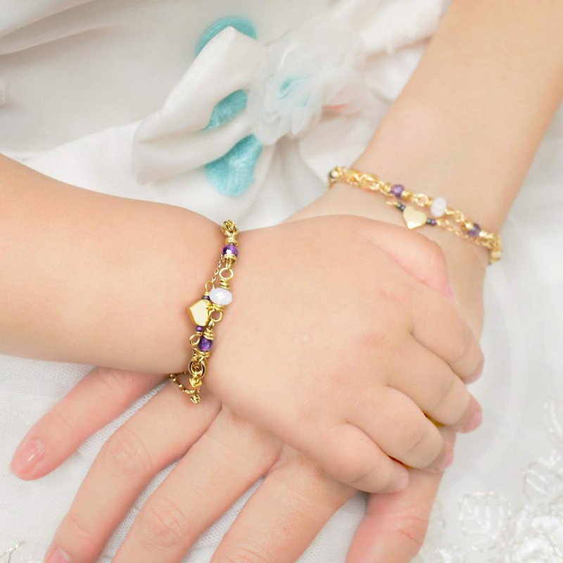 [Parental bracelet double-chain group] _ safe. Happy _ sister chain guest commemorative engraving - Bracelets - Gemstone 
