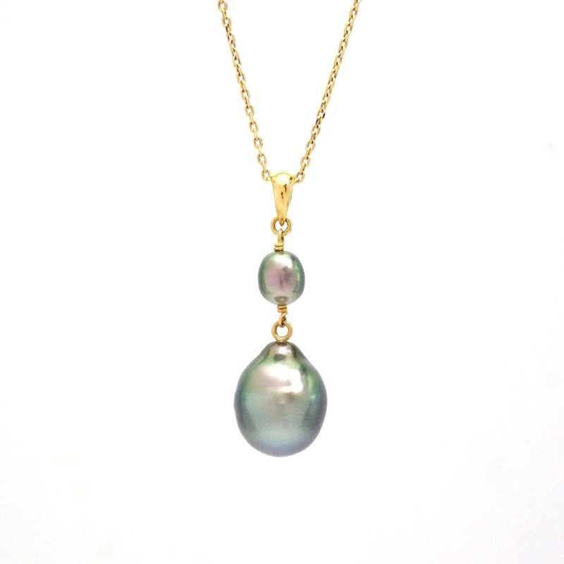 Black South Sea Baroque & Keshi Pearl Pendant 18K Gold Tahitian pearl - สร้อยคอ - ไข่มุก 