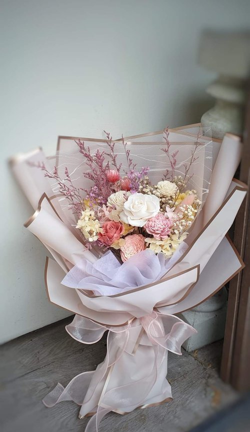 Rosa Flowers Immortal Pink Ocean Bouquet - Shop rosaflower20 Dried Flowers  & Bouquets - Pinkoi