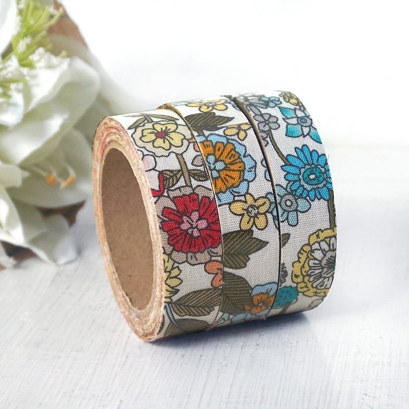 Clearance product-cloth tape [blooming flower series] OPP packaging - Washi Tape - Cotton & Hemp Multicolor