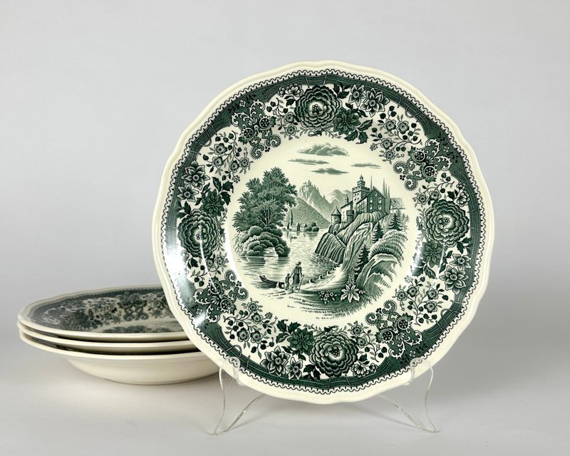 Villeroy & Boch 布爾根蘭湯義大利麵洋裝綠邊湯碗沙拉洋裝 - 盤子/餐盤/盤架 - 瓷 綠色