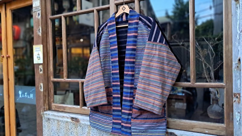 AMIN'S SHINY WORLD 鏡射的條紋世界 KIMONO   ONLY系列 - 男夾克/外套 - 棉．麻 多色