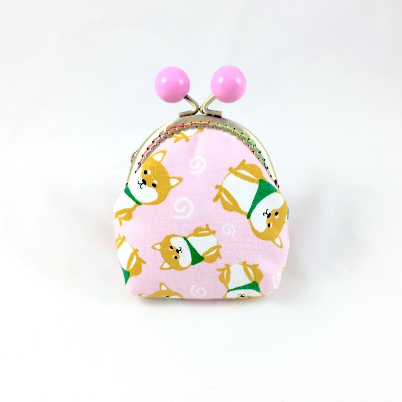 Little rainbow candy mouth gold packet - pink Shiba Inu - กระเป๋าใส่เหรียญ - ผ้าฝ้าย/ผ้าลินิน สึชมพู