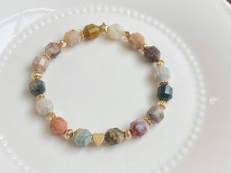 Natural Ocean Stone Stretch Bracelet - สร้อยข้อมือ - เครื่องประดับพลอย 