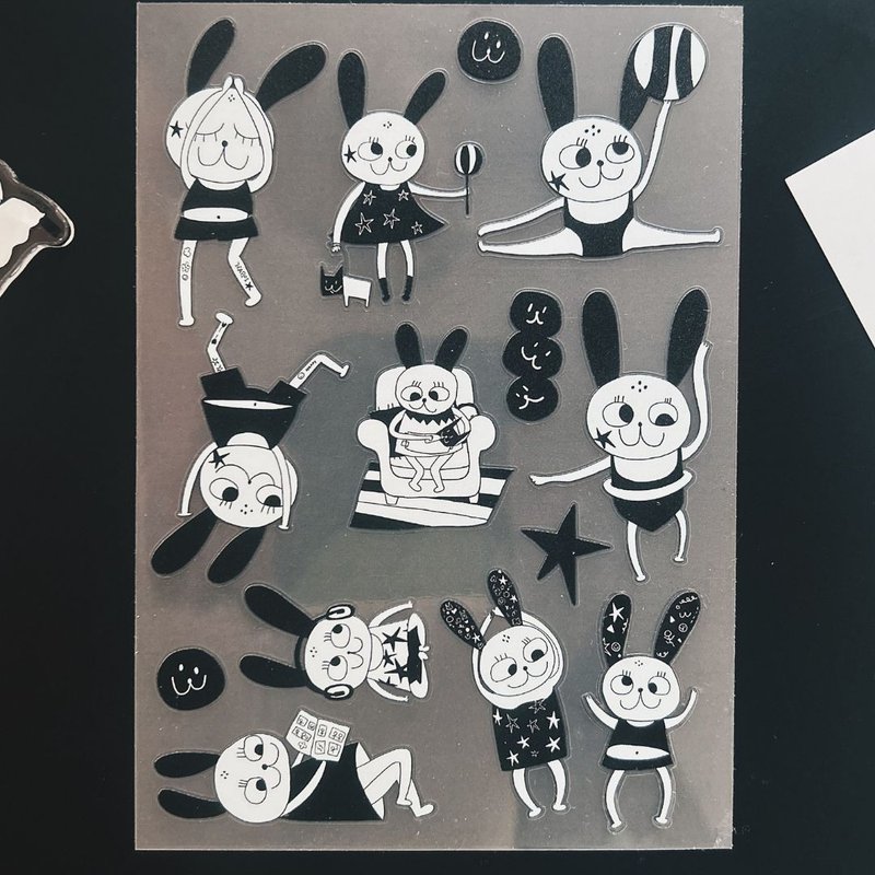 Cheer Up with Bibo Bunny-  Clear Sticker Sheet - 貼紙 - 紙 透明