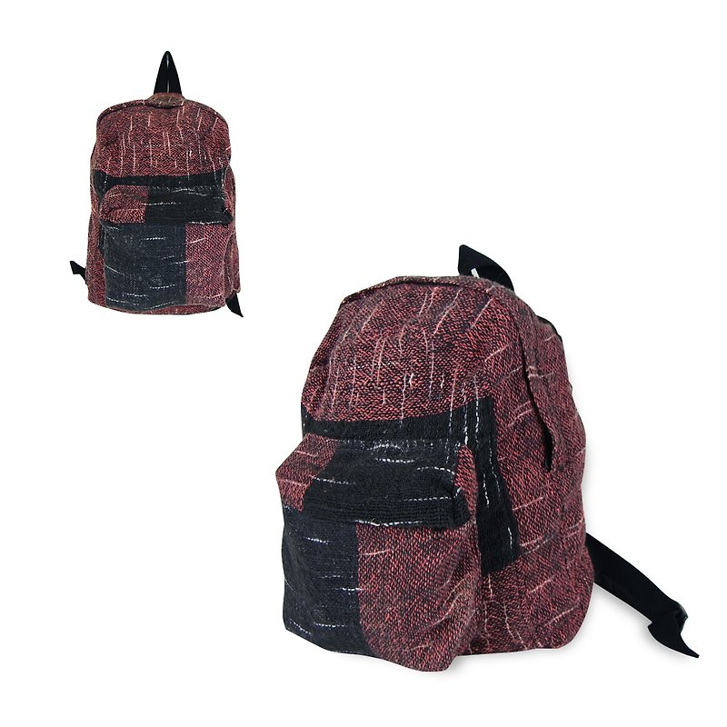 A‧PRANK: DOLLY :: National Wind Purple old black cloth knitting cloth zipper back - Backpacks - Other Materials 