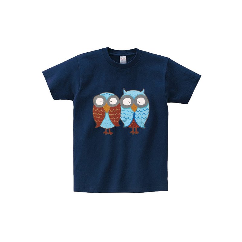 kami cotton unisex T-shirt | couple owls - เสื้อฮู้ด - ผ้าฝ้าย/ผ้าลินิน หลากหลายสี