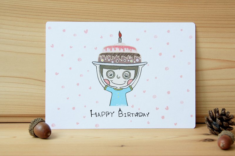 Illustration Postcard - Happy Birthday Happy Birthday - การ์ด/โปสการ์ด - กระดาษ ขาว