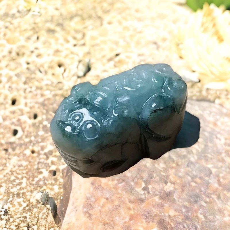 【招財神獸】飄花翡翠巧雕貔貅 | 天然緬甸玉翡翠A貨 | 送禮 - 項鍊 - 玉石 綠色