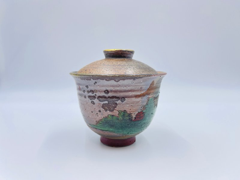 陶瓷手工柴燒手繪蓋碗 - 茶壺/茶杯/茶具 - 陶 咖啡色