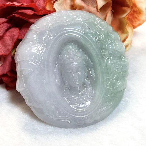 多寶晶石 多寶晶石/天然翡翠A貨春彩觀音牌/佛祖/釋迦摩尼/一念之間/附證書