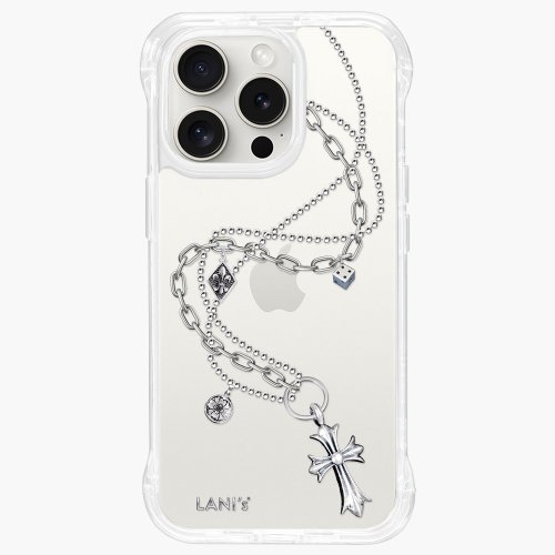 LANI's 風格防摔手機殼 月銀金屬 十字架圖 支架殼 標準透明 iPhone 16 15 14 13 Pro Max