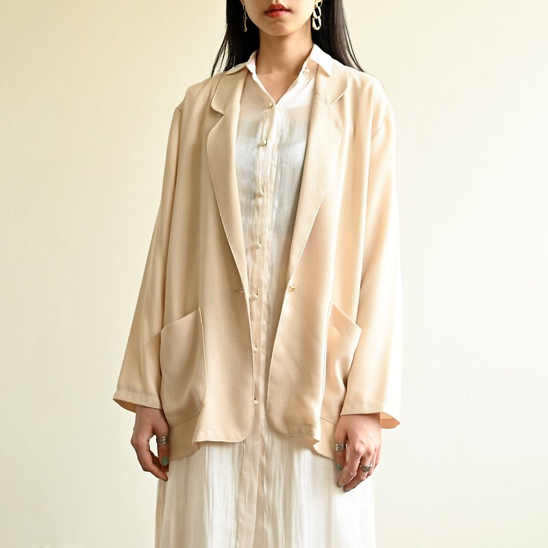 [NaSuBi Vintage] Loose-fit solid color vintage jacket - เสื้อสูท/เสื้อคลุมยาว - ไฟเบอร์อื่นๆ 