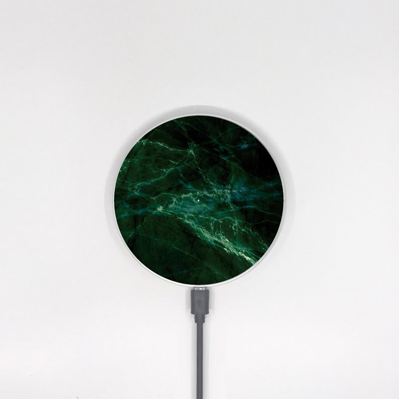 Emerald Green Marble Stone Wireless Charger for iPhone Samsung Huawei Model -235 - Phone Charger Accessories - Other Materials Green