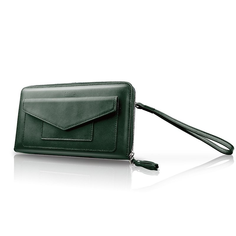 【LIEVO】STORY - Travel Phone Wallet_Black Jade Green - Messenger Bags & Sling Bags - Genuine Leather Green