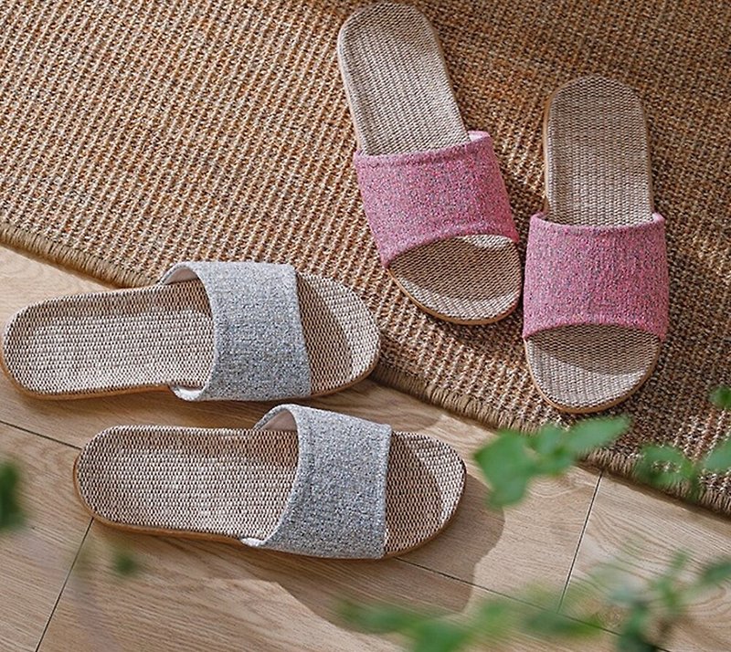 [Limited out of print] EVA Japanese Zen Style Linen Anti-Slip Indoor Slippers - Men's Off-White - รองเท้าแตะ - พลาสติก หลากหลายสี