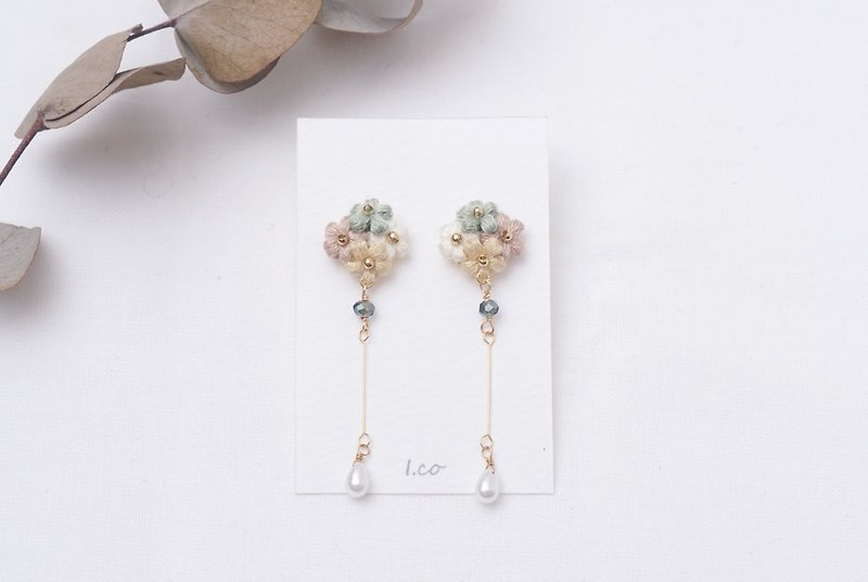 Embroidery thread crochet earrings - Earrings & Clip-ons - Thread Green
