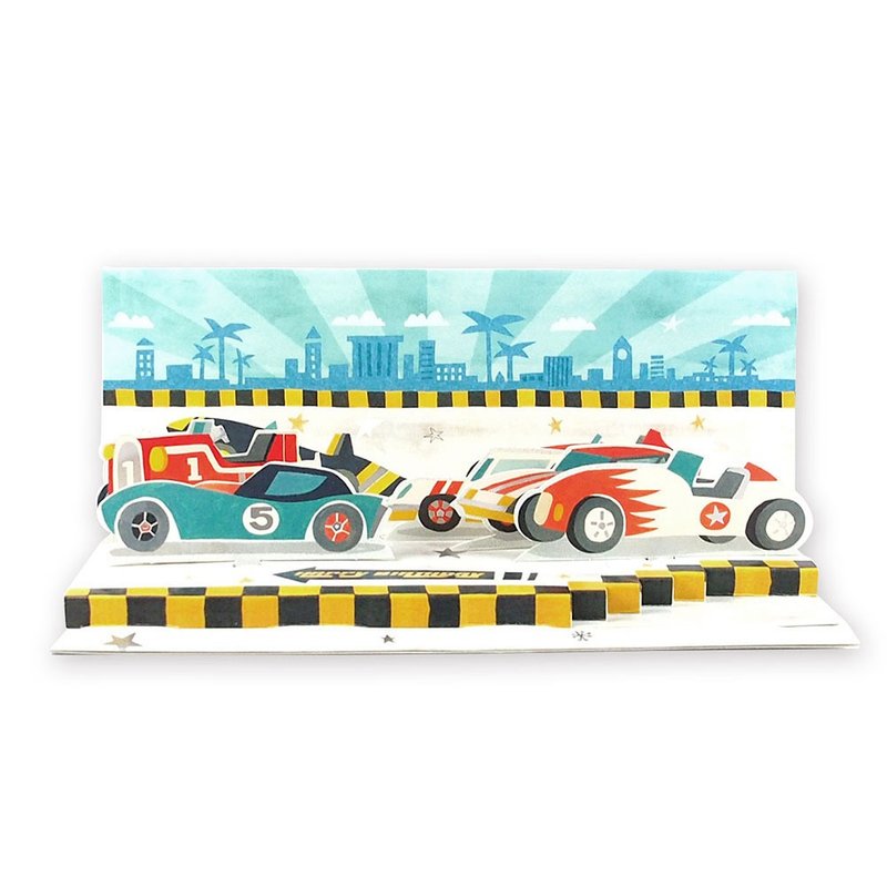 賽車比賽【Up With Paper-立體卡片 生日祝福】 - 卡片/明信片 - 紙 多色