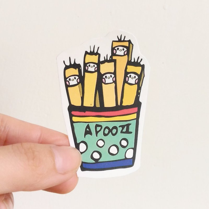 French fries illustration sticker - สติกเกอร์ - กระดาษ สีเหลือง