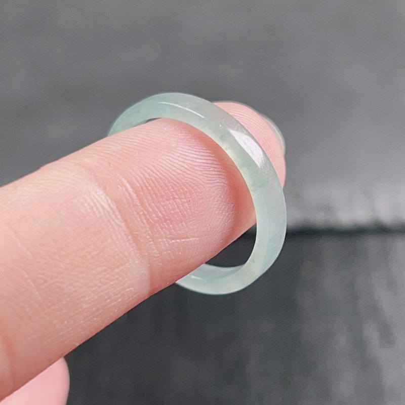 [Seeking fate] Ice blue water jade horn ring ring | International size 15 | Natural jade A grade | Gift giving - แหวนทั่วไป - หยก สีน้ำเงิน