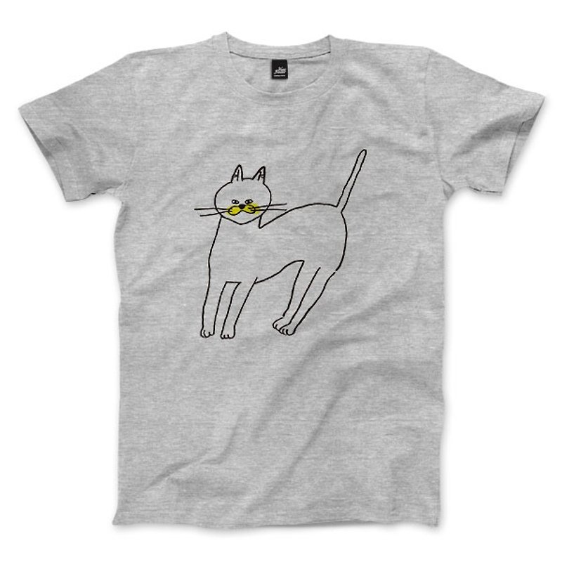 Cat - Deep Gray - Neutral T-shirt - เสื้อยืดผู้ชาย - ผ้าฝ้าย/ผ้าลินิน สีเทา