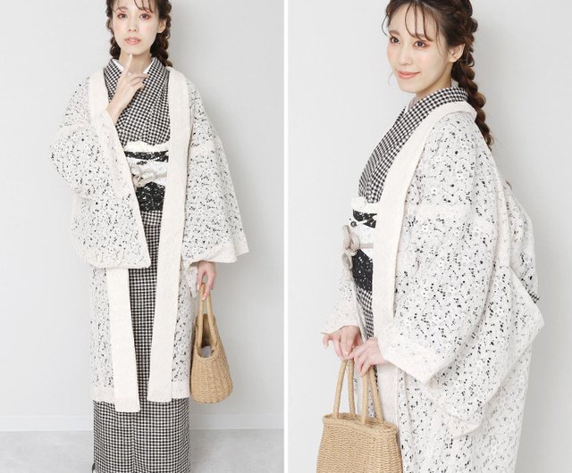 レース羽織 着物 コート 羽織 アウター フリーサイズ ライトベージュ 単品 - ショップ Fuuka Kimono トップス ユニセックス -  Pinkoi