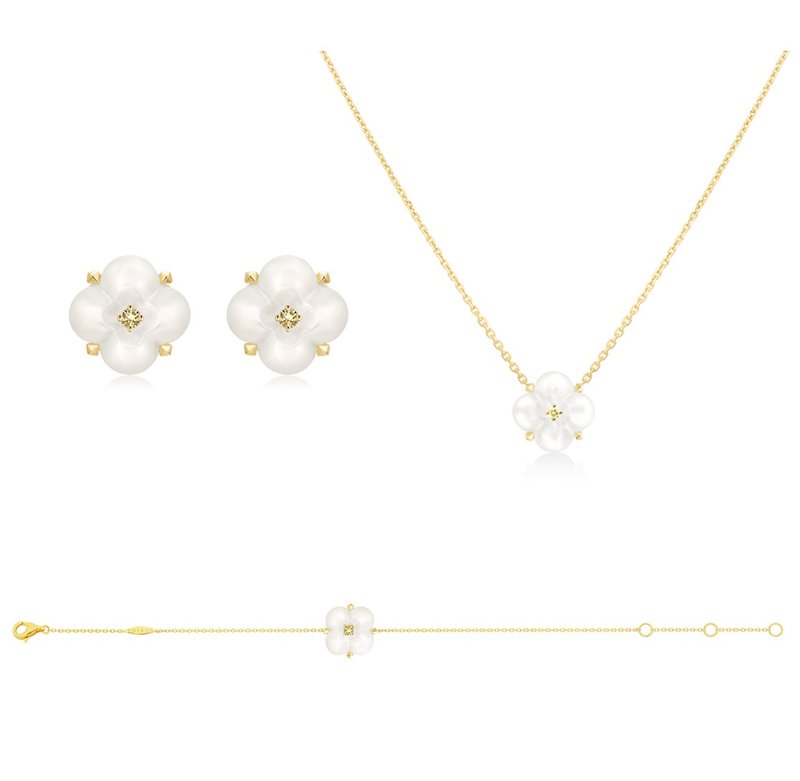 Lucky bag mini mother-of-pearl wishing pool set (earrings + necklace + bracelet) - สร้อยคอ - วัสดุอื่นๆ 