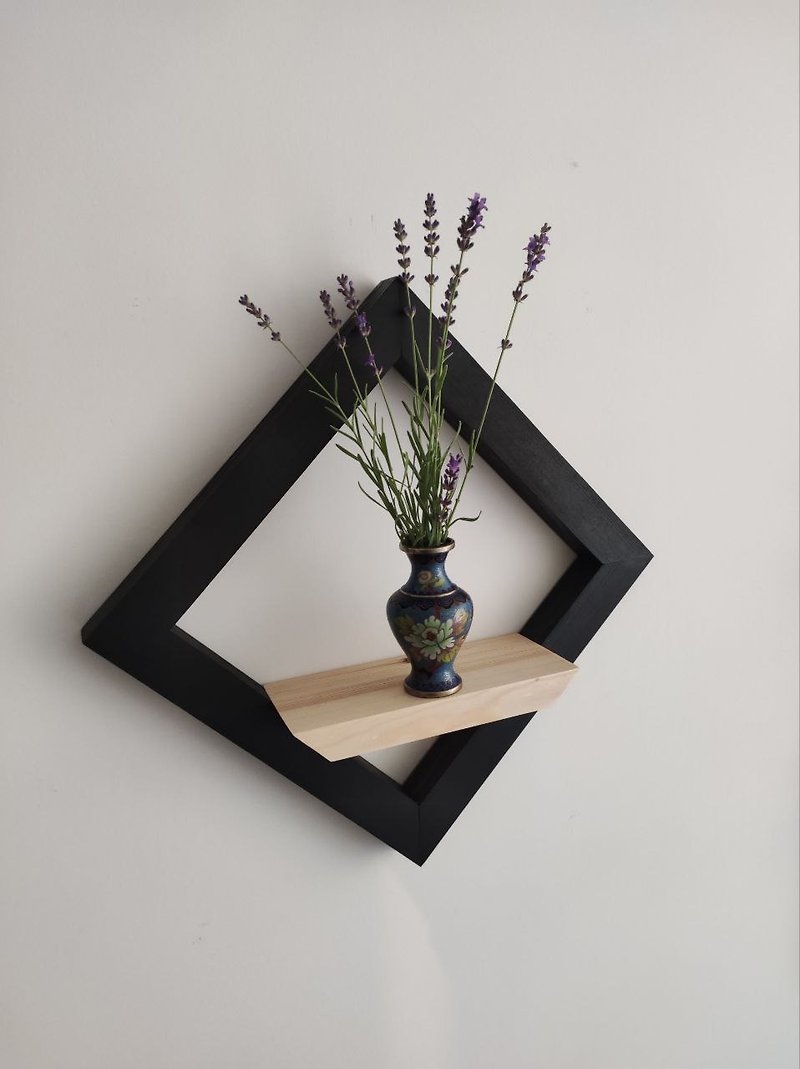 デコラティブな木製の棚 - ウォールデコ・壁紙 - 木製 ブラック