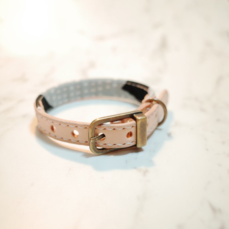 狗 S號 項圈 灰色 花語點點 日本布 附鈴鐺 可加購吊牌 - 貓狗頸圈/牽繩 - 棉．麻 