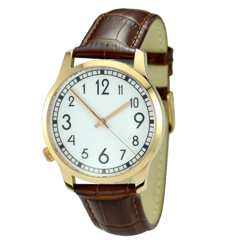 逆時針手錶 玫瑰金殼 大裝 全球免運 - 男錶/中性錶 - 不鏽鋼 卡其色