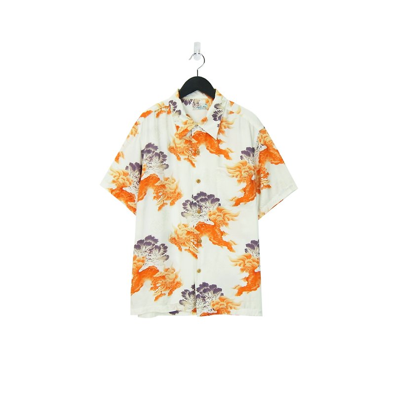 A‧PRANK: DOLLY :: retro VINTAGE and handle flower shirt (longevity lions) - เสื้อเชิ้ตผู้ชาย - ผ้าฝ้าย/ผ้าลินิน 